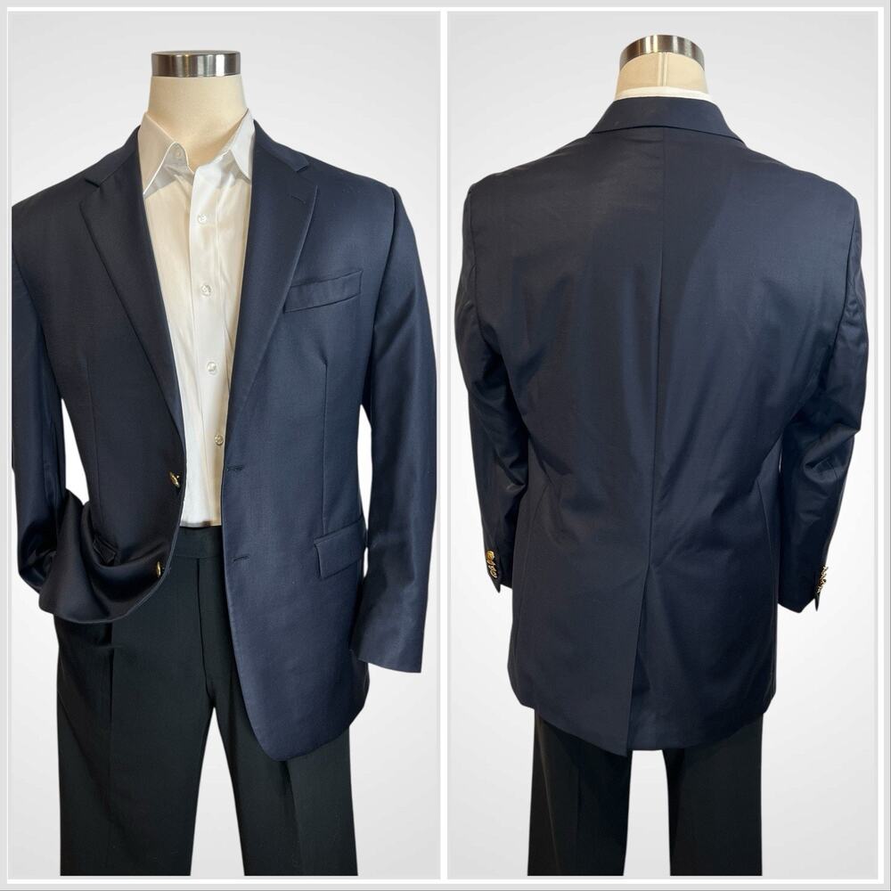 Ralph Lauren LRL 44L Midnight Navy Blue Gold Tone Buttons Blazer Sport Coat - Picture 2 of 15